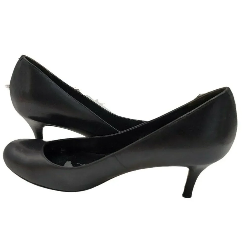 Cole Haan Air Black Leather Heels Slip On Shoes 8 C